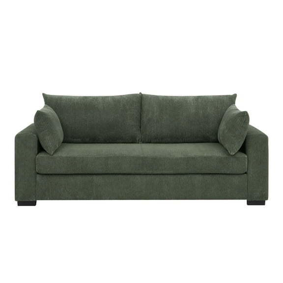Aukfa 89" Corduroy Sofa, Comfy 3 Seater Couch for Living Room, Small Space, Apartment, Green