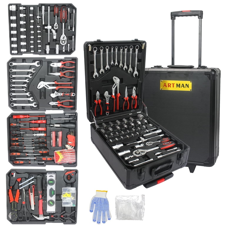 Aukfa 899 Pcs Tool Set, Household Tool Kit with Rolling Tool Box