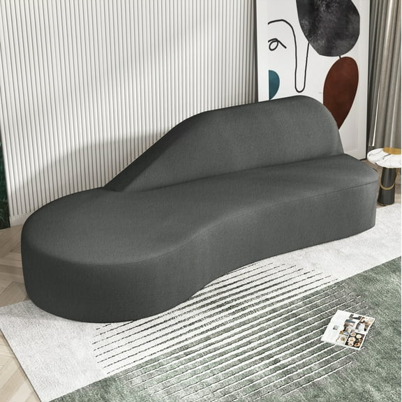 FocalSweet 91" Comfy Sofa 3 Seater Curved Couch with Deep Seat for Living Room, Plush Chenille, Gray