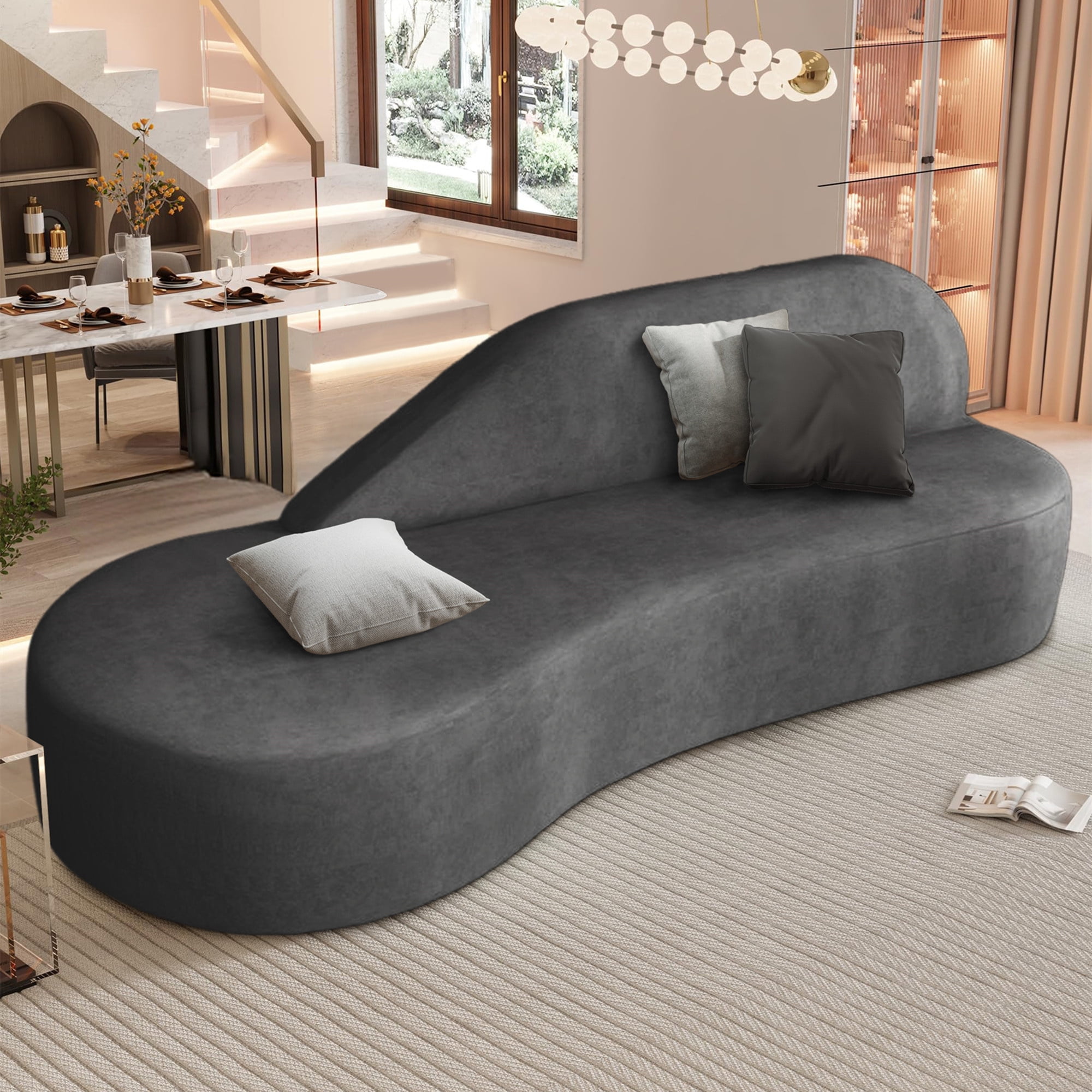 家具 marie Convertible Sectional Sofa,Lofka Velvet Sofa 3 L Shape