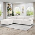 thumbnail image 1 of Aukfa 93" Sectional Sofa, Living Room Modular Couch with Ottoman, Pillow Top Arms, Teddy Fleece, Ivory, 1 of 10