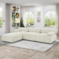 thumbnail image 1 of Aukfa 93" Sectional Sofa, Living Room Modular Couch with Ottoman, Pillow Top Arms, Velvet, Beige, 1 of 10