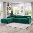 thumbnail image 1 of Aukfa 93" Sectional Sofa, Living Room Modular Couch with Ottoman, Pillow Top Arms, Velvet, Green, 1 of 9