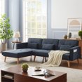 thumbnail image 1 of Aukfa 94" Futon Sofa Bed, Convertible Sleeper Sofa for Living Room, Left Facing Chaise, Linen, Gray, 1 of 10