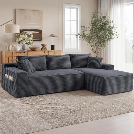 Aukfa 95" Cloud Sectional Sofa Deep Seat Boneless Couch Modular L ...