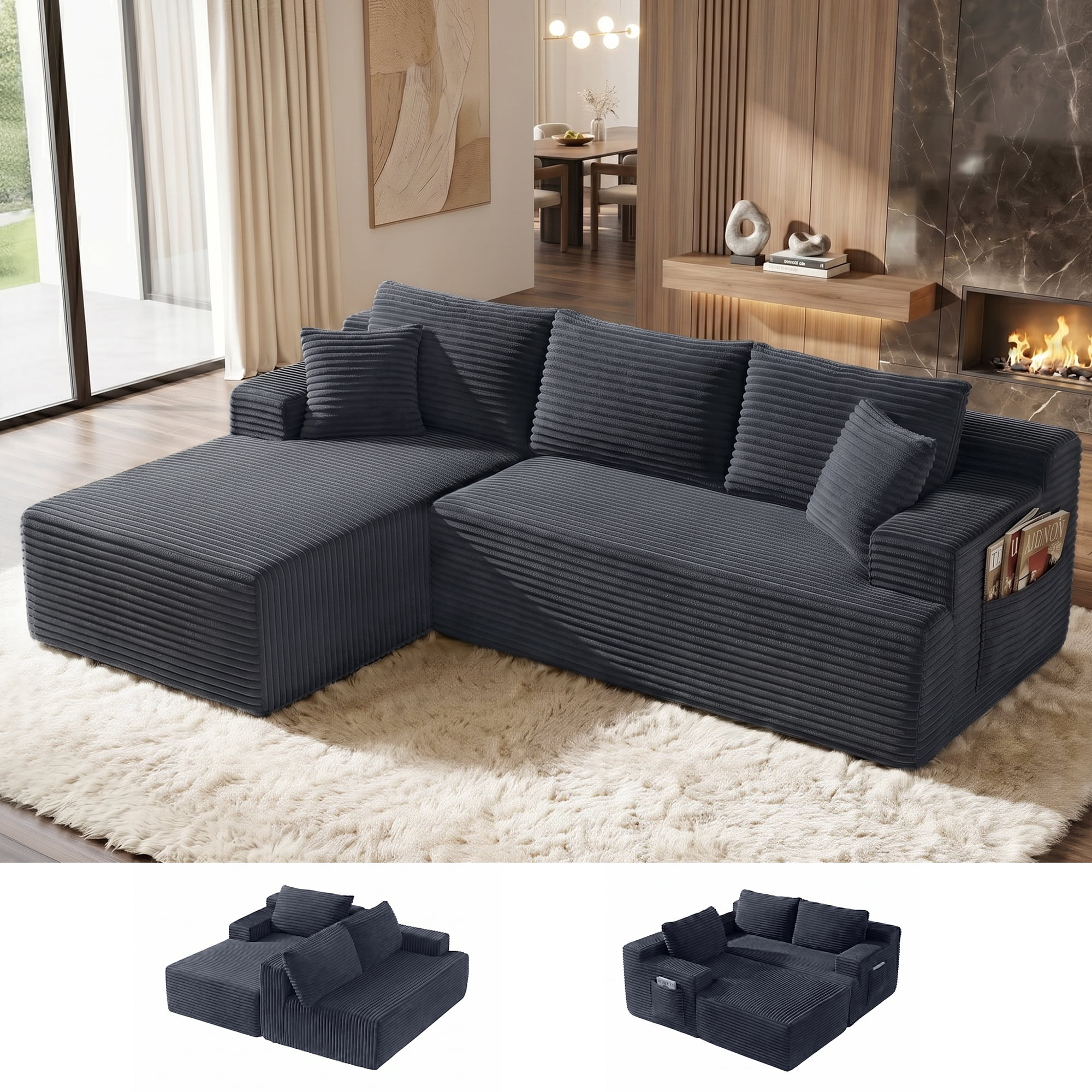 Modular Cloud Sectional Sofa, No Assembly Required