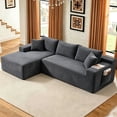 thumbnail image 1 of Aukfa 96" Cloud Sectional Sofa Modular Boneless Couch for Living Room, 2 Storage Pockets&Pillows, Left Chaise, Corduroy, Gray, 1 of 9
