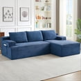 thumbnail image 1 of Aukfa 95" Cloud Sectional Sofa Boneless Couch Modular Sofa Bed for Living Room, 2 Side Pockets, Right Chaise, Blue, 1 of 9