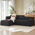 thumbnail image 1 of Aukfa 97" Cloud Sectional Sofa Trapezoid Boneless Couch Modular Sofa Bed for Living Room, Left Chaise, Black, 1 of 9