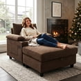 thumbnail image 1 of Aukfa Accent Chair with Storage Ottoman & Cup Holders, Convertible Sleeper Recliner Lounge Chair with Adjustable Backrest, USB-C Port & Side Pocket, Brown, 1 of 8