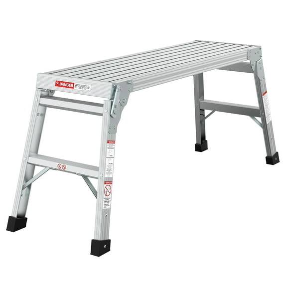 Aukfa Adjustable Work Platform, Portable Bench Folding Ladder,Gray