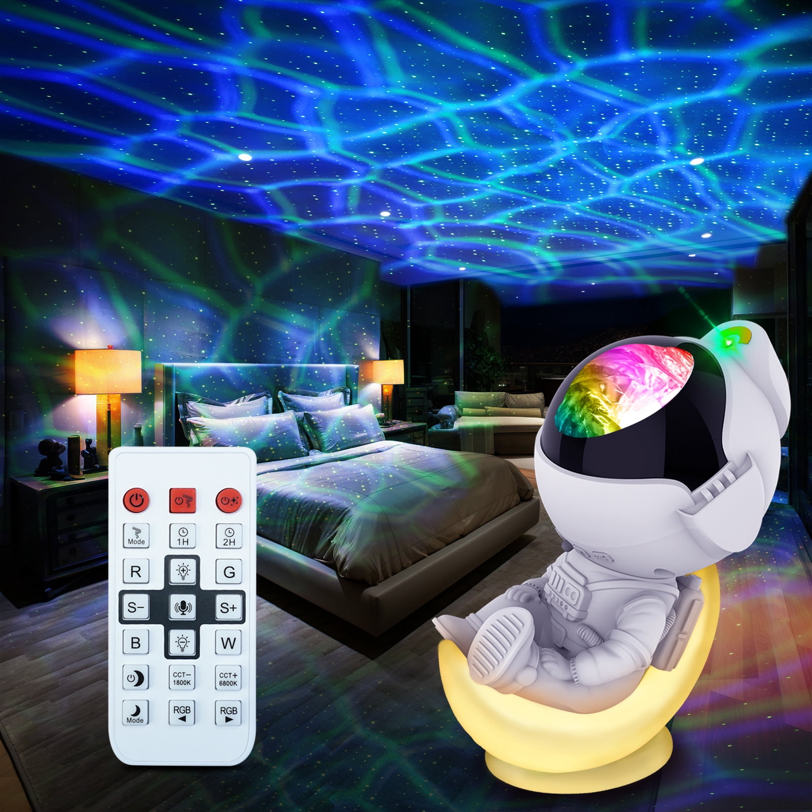 Aukfa Astronaut Galaxy Projector Night Light with Timer & Remote, Star Nebula Light for Kids and Adults Room, Party, Christmas & Birthday Gifts