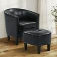 thumbnail image 1 of Aukfa Barrel Accent Chair with Ottoman & Arms, Modern PU Leather Upholstered Chair for Bedroom/Living Room,Black, 1 of 6