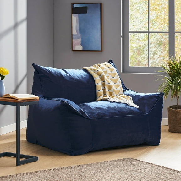 Aukfa Bean Bag Chair, Lazy Floor Sofa Couch for Adults Kids, Accent Sofa Chair for Gaming Reading Relaxing, Blue