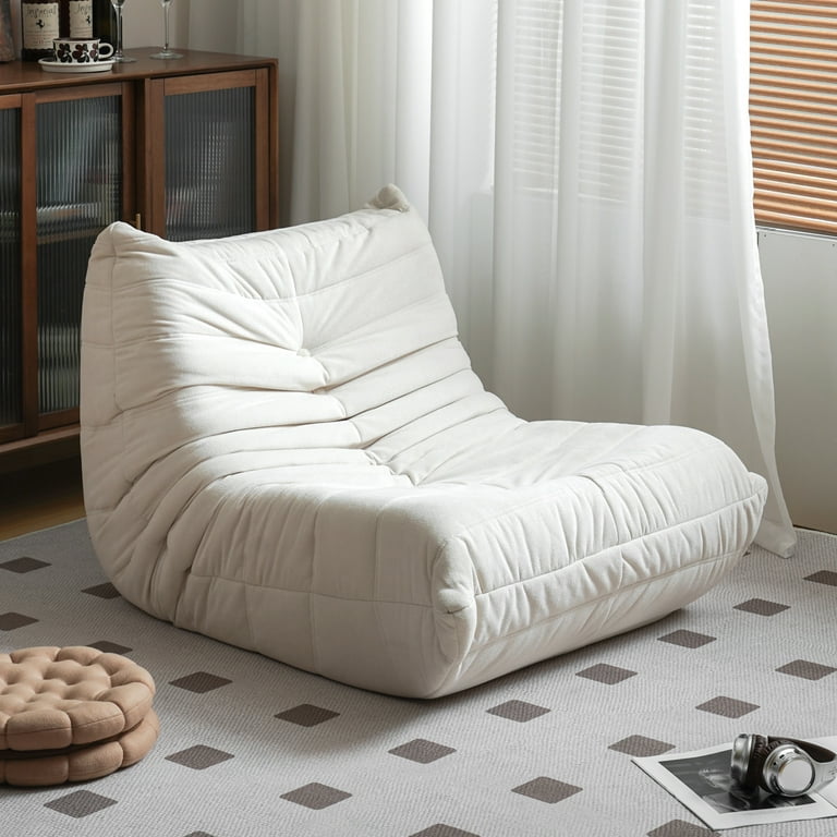 Aukfa Bean Bag Chair Lazy Floor Sofa Lounger Sponge Sofa Chairs for Adults Fireside Chair for Living Room Bedroom White Walmart