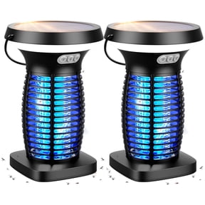 Aukfa Bug Zapper Outdoor, 4200V Portable Solar Mosquito Zapper with LED Light, 2 Pack