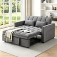 thumbnail image 1 of Aukfa 54" Chaise Futon Convertible Loveseat Sleeper Sofa, 2Pillows, Full Size, Velvet, Dark Gray, 1 of 9