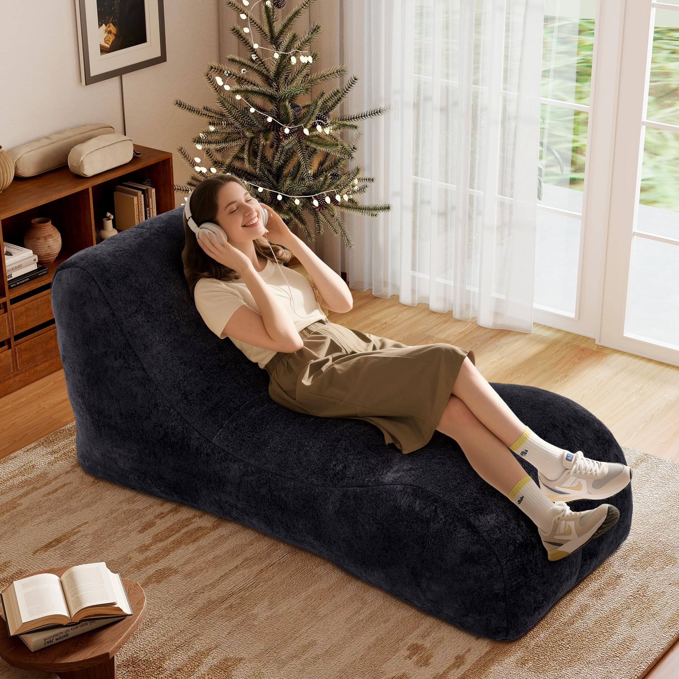 Aukfa Chaise Lounge, Bean Bag Sofa for Stretching, Relaxation