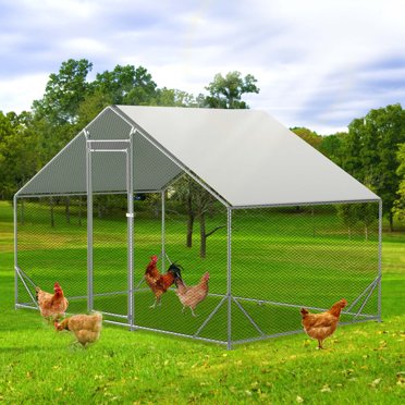 Aukfa 20 FT Metal Chicken Coop- Large Outdoor Chicken Run- Walk-in ...