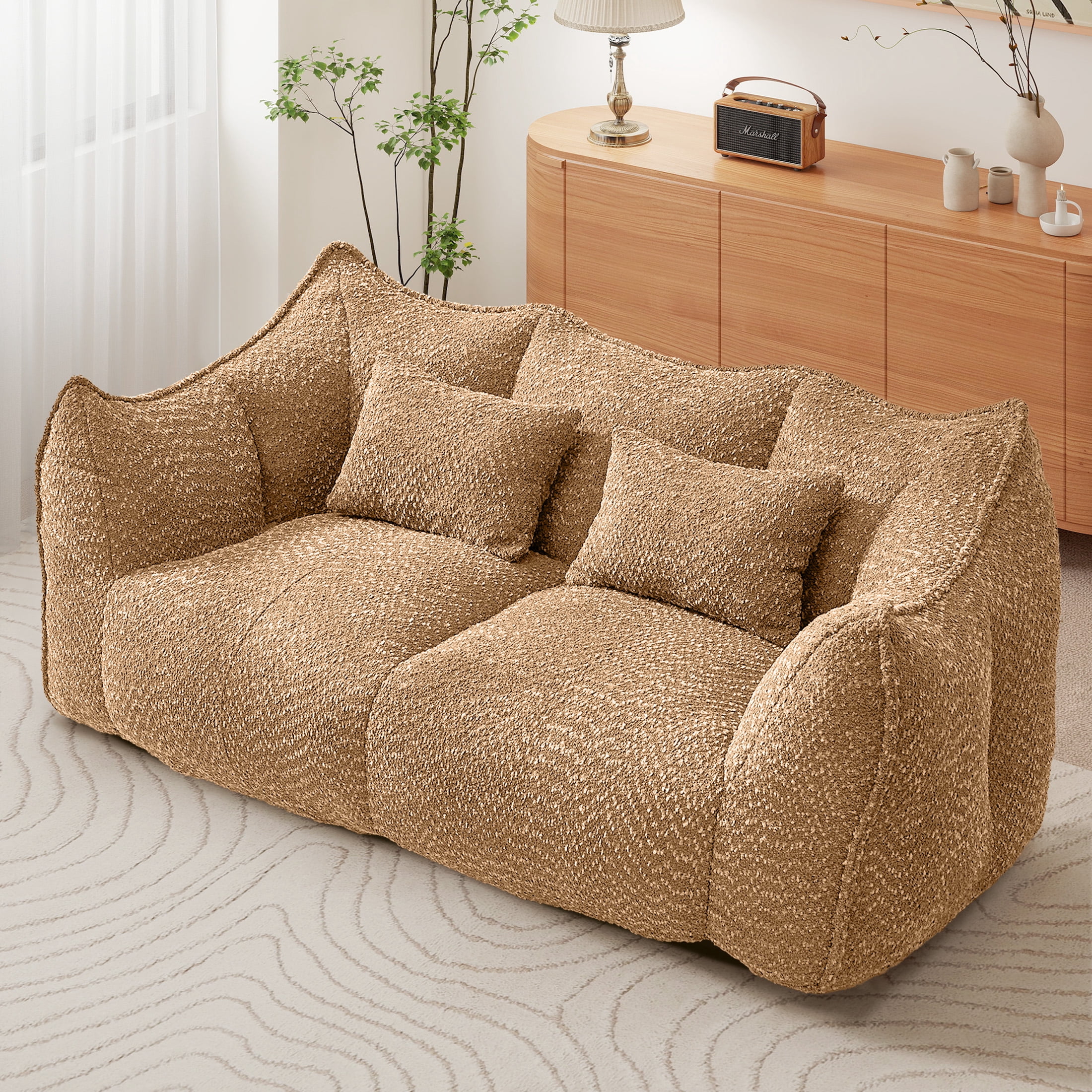 Aukfa Cloud Comfy Sofa, 24.4" Deep Seat Loveseat Couch for Living Room, No Assemble,Chenille,Coffe