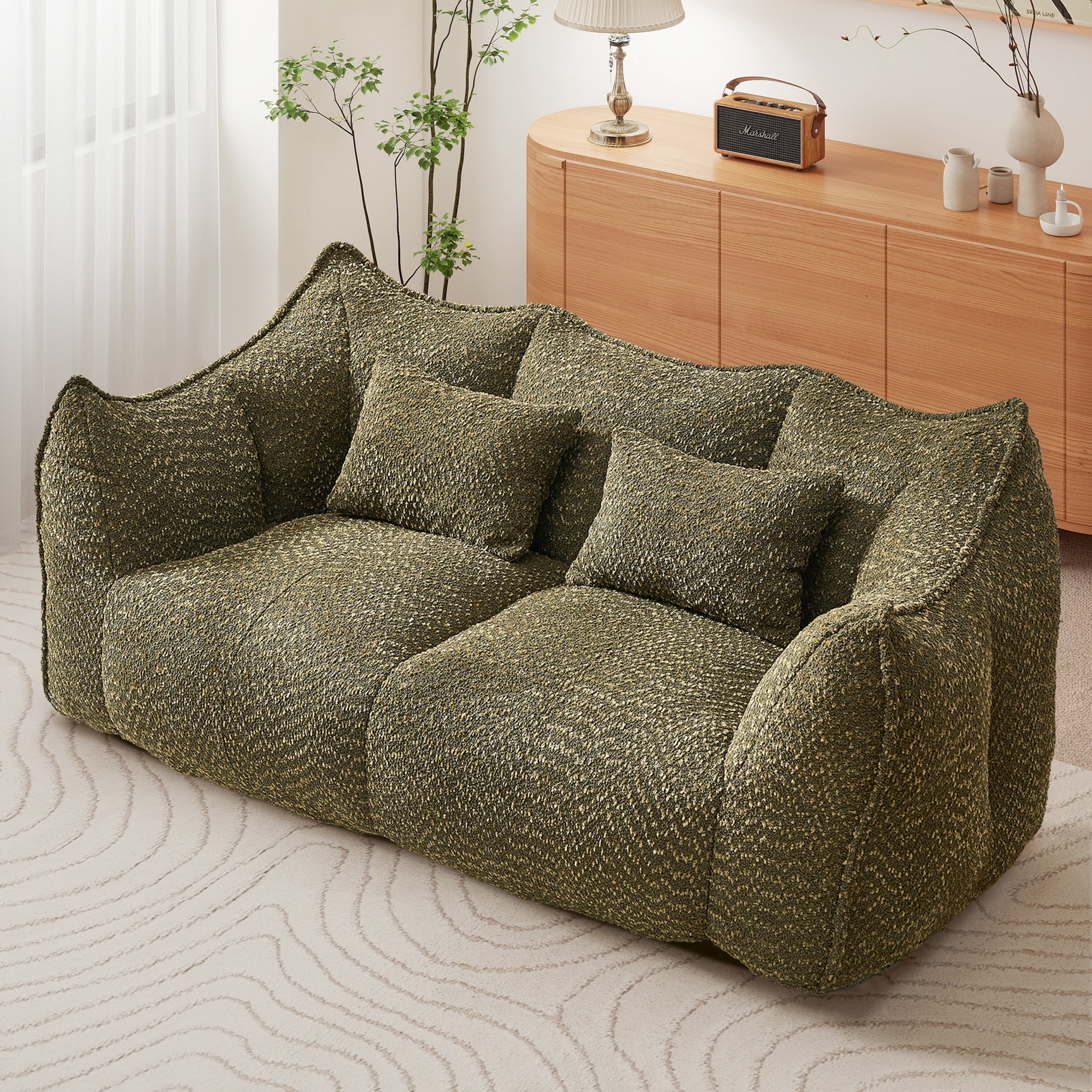 Aukfa Cloud Comfy Sofa, 24.4" Deep Seat Loveseat Couch for Living Room, No Assemble,Chenille,Oliver Green