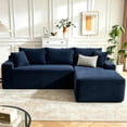 thumbnail image 1 of Aukfa 96" Cloud Sectional Sofa Deep Seat Boneless Couch Modular L-Shaped Couch, Right Chaise Corduroy Sofa for Living Room, Blue, 1 of 9