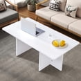 thumbnail image 1 of Aukfa Coffee Table, Modern Stable Support Rectangular Center Table for Living Room, 45Inch, White, 1 of 8
