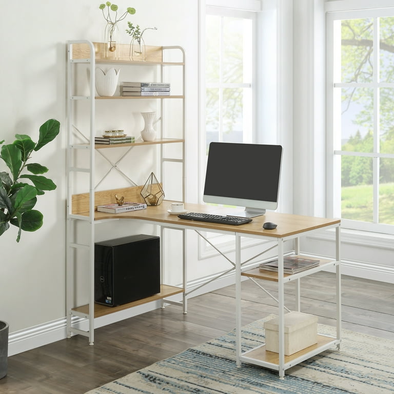 Modern study table with bookshelf deals