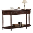 thumbnail image 1 of Aukfa Console Table, 52" Retro Half Moon Sofa Table with 2 Drawers and Shelf for Living Room/Hallway, Espresso, 1 of 8