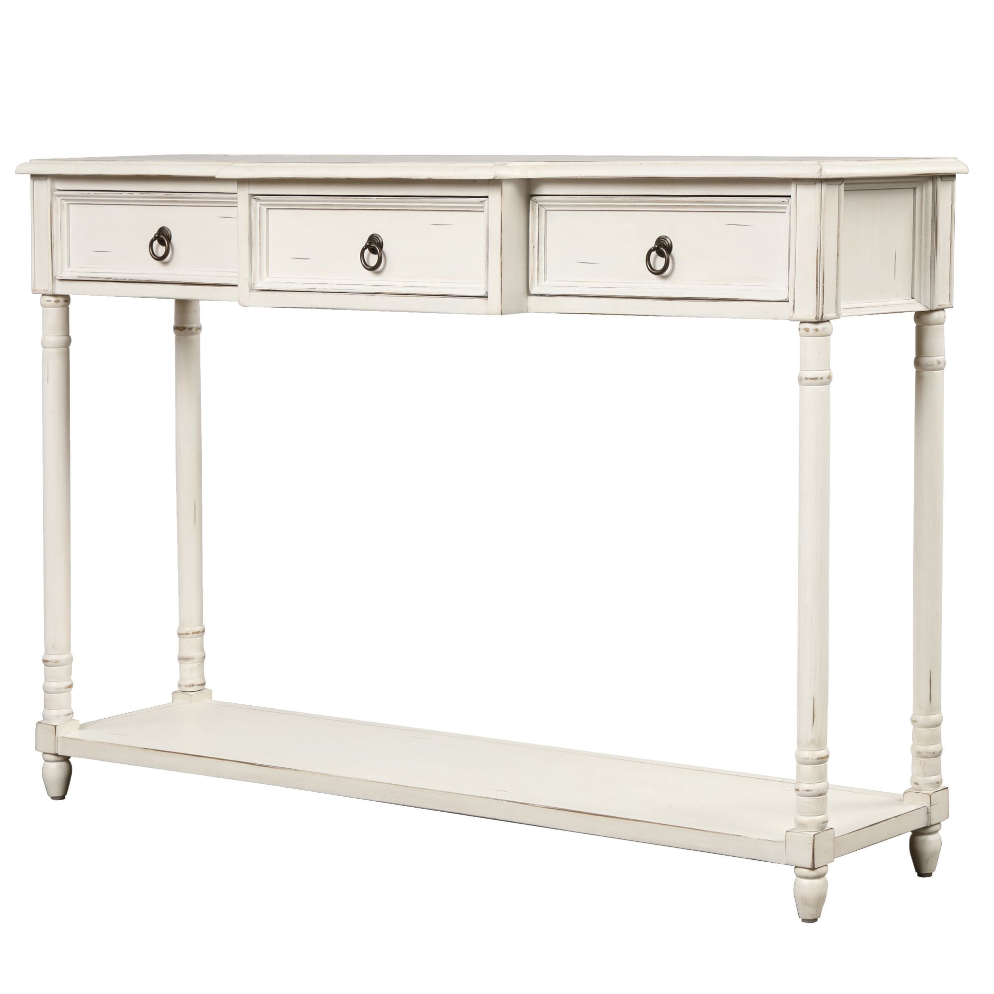 Aukfa Console Table with 3 Drawers for Entryway Hallway Living Room - White