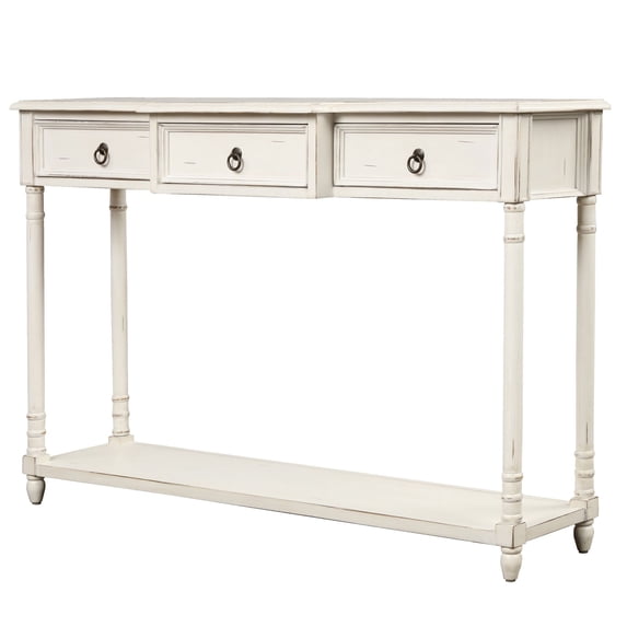 Aukfa Console Table with 3 Drawers for Entryway Hallway Living Room - White