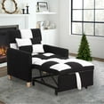 thumbnail image 1 of Aukfa Convertible Sleeper Chair Bed, Patchwork Pull Out Sofa Chair with Adjustable Backrest, Teddy - Black/White, 1 of 10