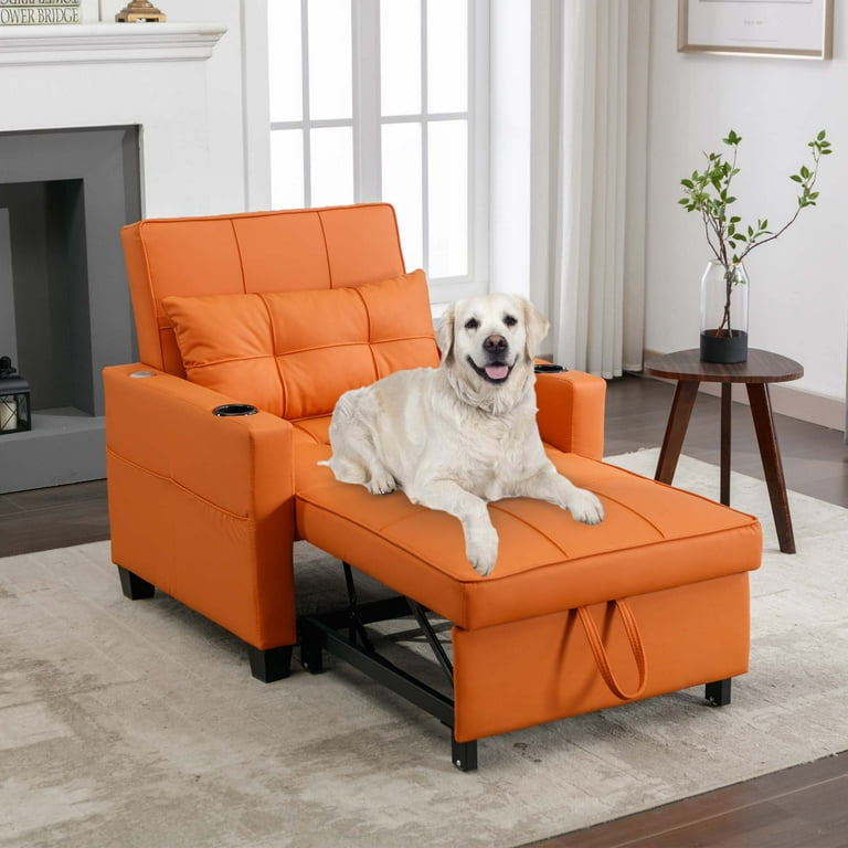 Aukfa Convertible Sleeper Sofa Chair Futon Chair Bed with USB