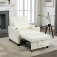thumbnail image 1 of Aukfa Convertible Sleeper Sofa Chair, Futon Chair Bed with USB Ports and Cup Holders for Living Room - White, 1 of 8