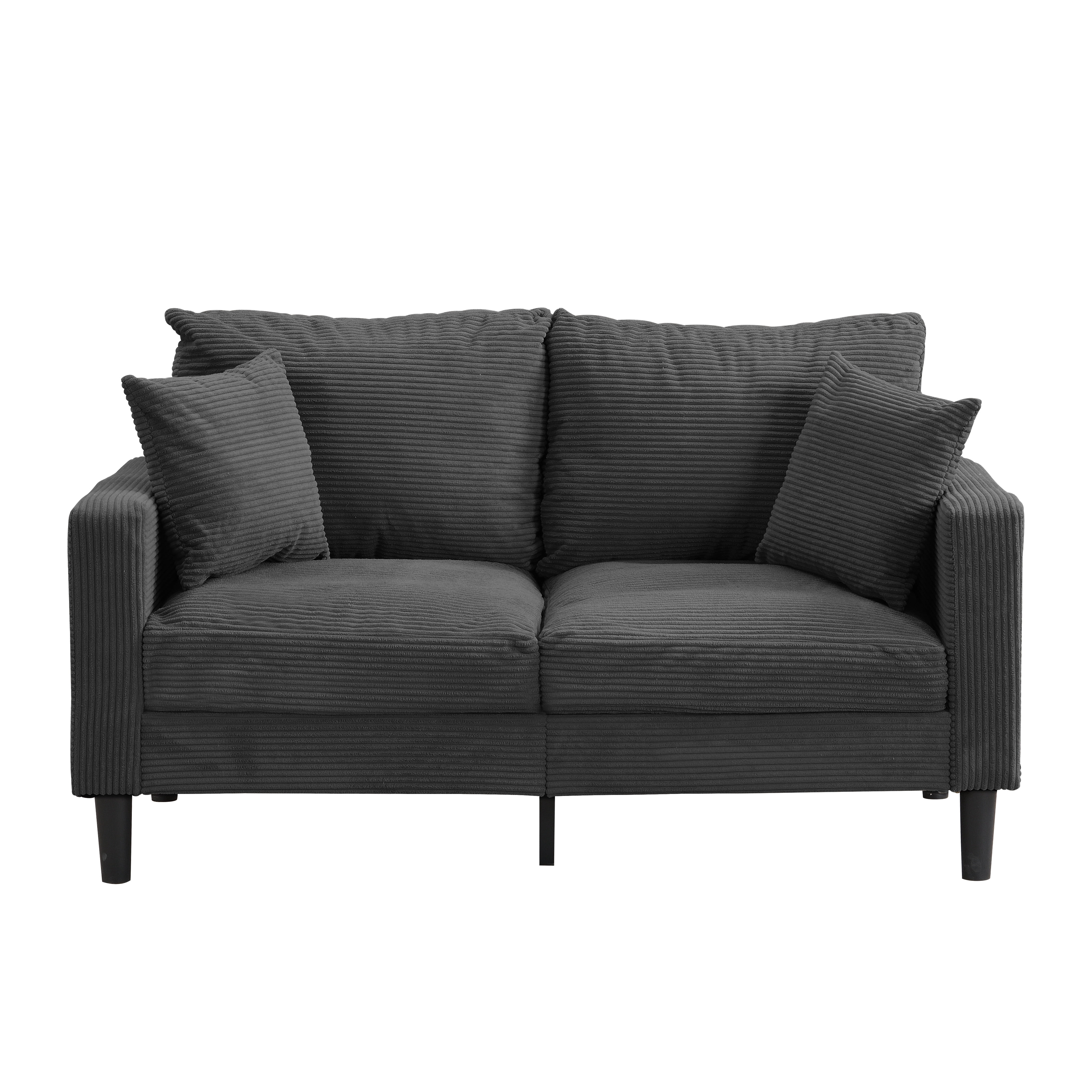 Aukfa Corduroy 2-Seater Loveseat Sofa, 57"W x 27.6"D, Small Space Friendy, Black