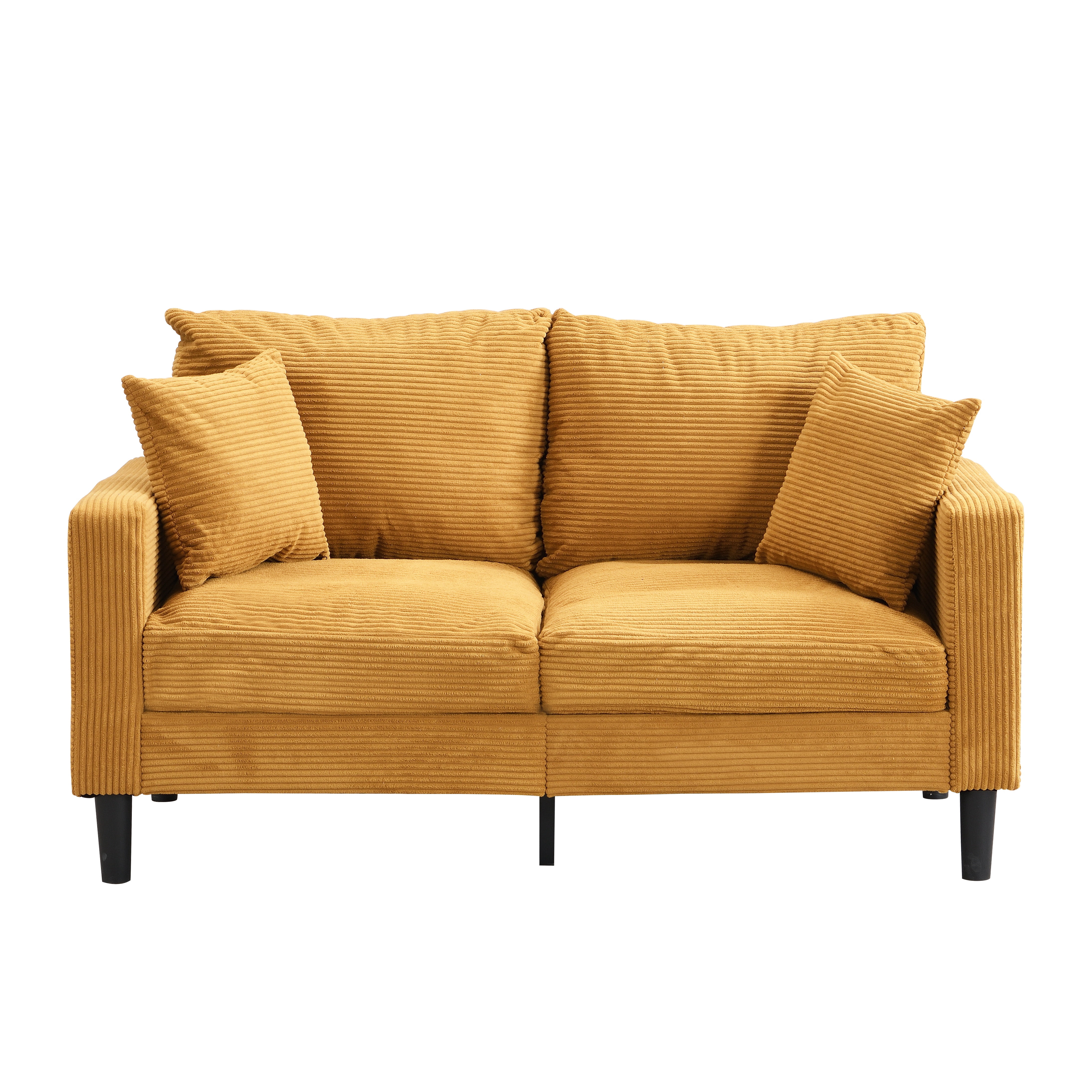 Aukfa Corduroy 2-Seater Loveseat Sofa, 57"W x 27.6"D, Small Space Friendy, Orange