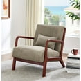 thumbnail image 1 of Aukfa Corduroy Mid Century Modern Accent Chair w/ Wood Frame&Pillow for Living Room, Camel, 1 of 10