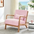 thumbnail image 1 of Aukfa Corduroy Mid Century Modern Accent Chair w/ Wood Frame&Pillow for Living Room, Pink, 1 of 10