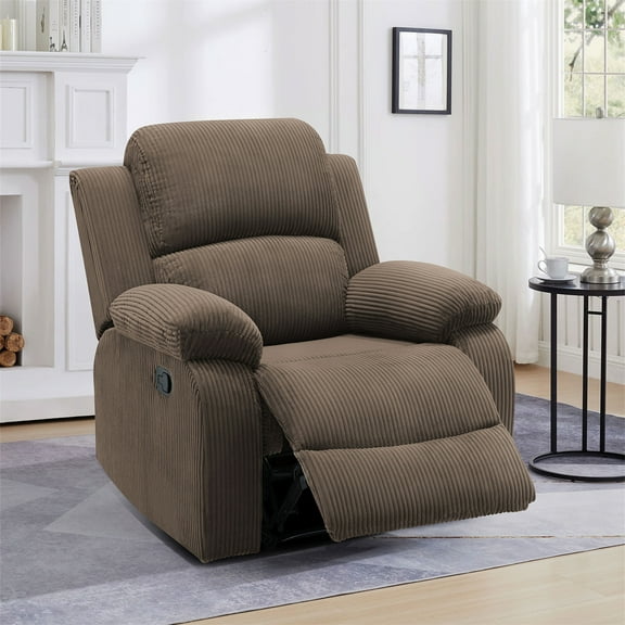 Aukfa Corduroy Recliner Chair Overstuffed Armchair, Peanut Color