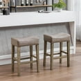 thumbnail image 1 of Aukfa Counter Height Bar Stools Set of 2 Backless Wood Saddle Kitchen Bar Stool Saddle Stool for Room, Bar,Gray, 1 of 8