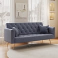 thumbnail image 1 of Aukfa Curved Arm Futon Convertible Sofa Bed for Home Office, 2 Pillows, Tufted Back, Velvet, Gray, 1 of 9