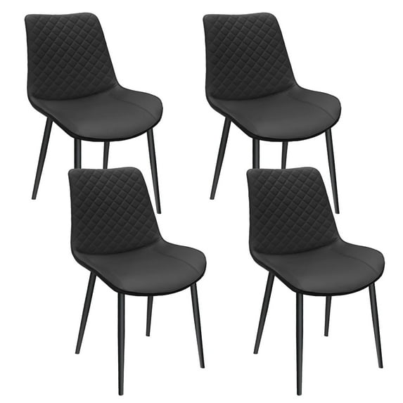 Aukfa Dining Chairs Set of 4, Upholstered Faux Leather Side Chairs with Metal Legs for Kitchen, Restaurant, Living, Black