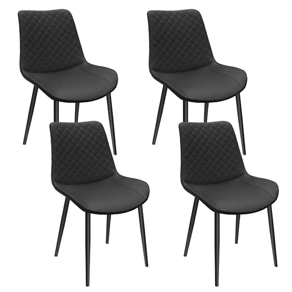 Aukfa Dining Chairs Set of 4, Upholstered Faux Leather Side Chairs with Metal Legs for Kitchen, Restaurant, Living, Black