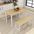 thumbnail image 1 of Aukfa Dining Table Set for 4, Kitchen Dining Table Set with 2 Bench ,White, 1 of 9