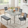 thumbnail image 1 of Aukfa Dining Table Set for 6, Rectangular Wood Kitchen Table W/ Crystal Decoration for Kitchen/Dining Room,Gray, 1 of 8