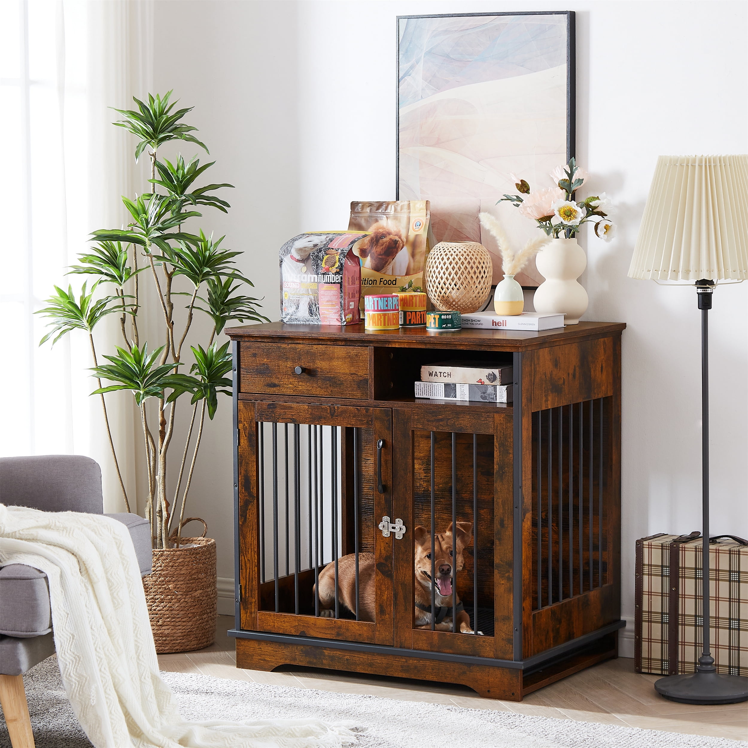 Aries pet top crate end table