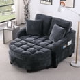 thumbnail image 1 of Aukfa Double Chaise Lounge Loveseat with Storage Ottoman & 2 Pillows, Modern Small Sectional Couch for Small Space,Black, 1 of 9