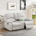 thumbnail image 1 of Aukfa Double Manual Recliner Chair, Overstuffed Loveseat with Cupholder for Living Room, Gray, 1 of 18