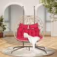 thumbnail image 1 of Aukfa Double Swing Egg Chair with Stand 2 Person Indoor Outdoor Wicker Loveseat with Cushions, Red, 1 of 9