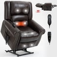 thumbnail image 1 of Aukfa Dual Motor Power Lift Recliner Chair Sleeper Sofa with Massage and Heat for Elderly, Infinite Position, 2 USB Ports, Brown, 1 of 10